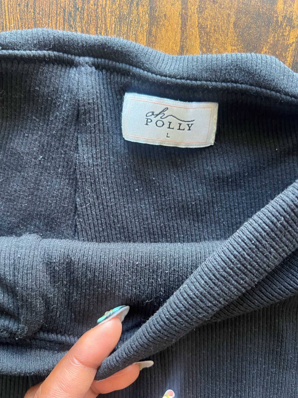 Oh Polly Black Fold-Over Waist Bootleg Pants - Picture 3 of 3